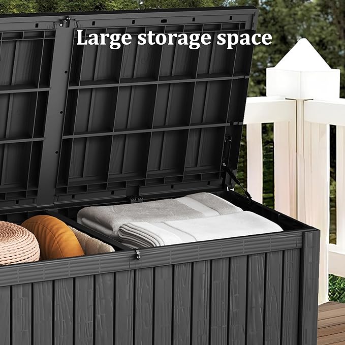180 Gallon Lockable Resin Deck Box, Waterproof & UV-Resistant Outdoor Storage - Image 6