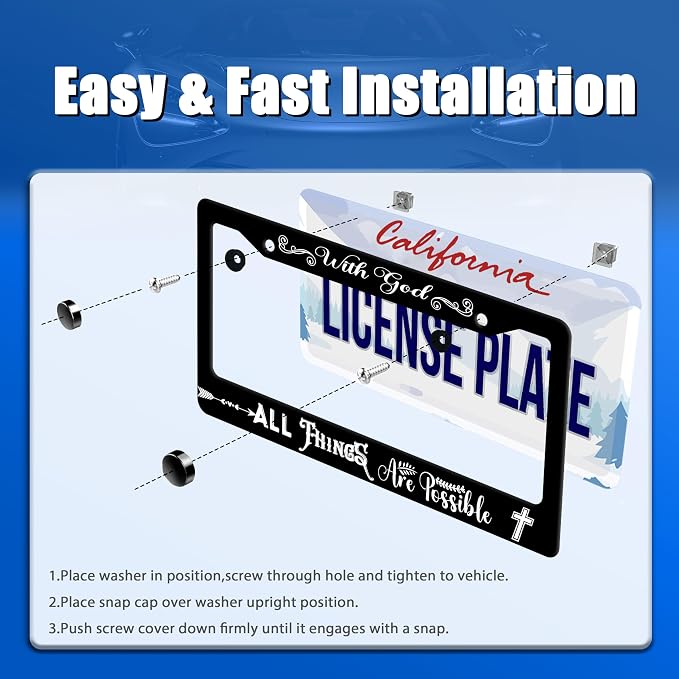 with God All Things are Possible License Plate Frame Christian License Plate - Image 3