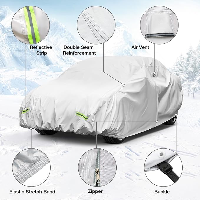 YOLENY Car Cover Waterproof All Weather Full Exterior Covers - Image 4