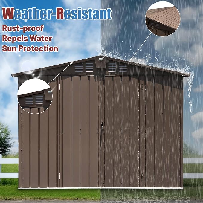 Domi Outdoor Storage Shed 8.2' x 6.2', Metal Steel Utility Tool Shed Storage - Image 4