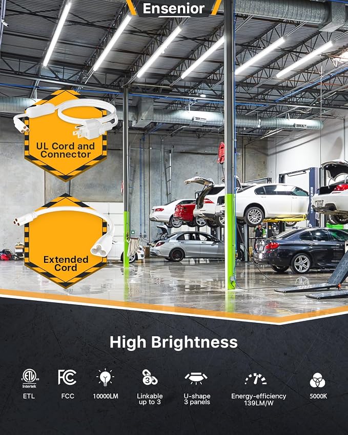 Ensenior 6 Pack 8 FT Led Shop Lights, 5000K Daylight, 10000LM Super Bright - Image 2