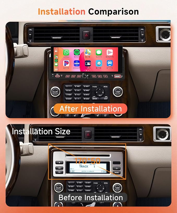 Car Stereo Single Din Wireless Carplay 6.86 inch Touch Screen Android Auto - Image 2