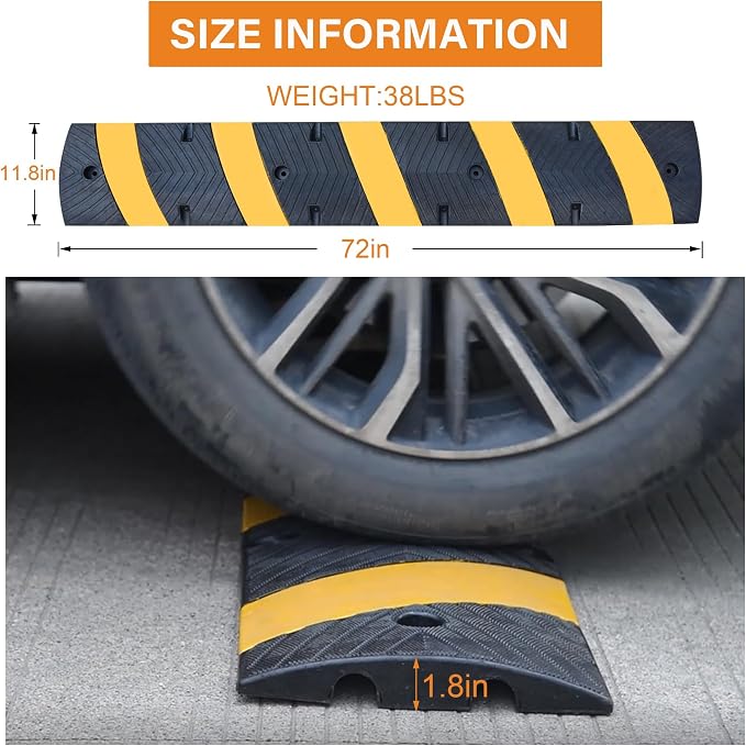 Orangestar 6Ft Rubber Speed Bump, 2 Channel Heavy Duty Speed Hump Cable - Image 5