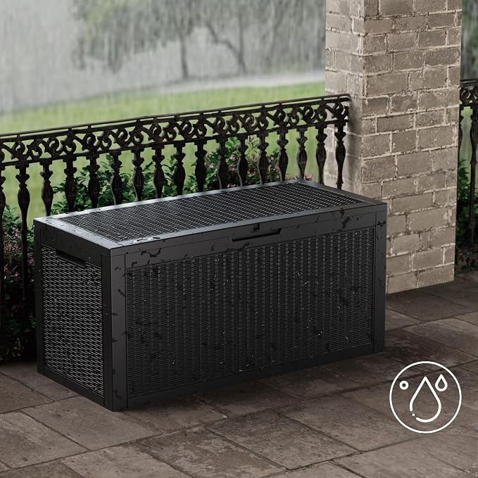 100 Gallon Resin Deck Box, Waterproof Outdoor Storage Bin - Image 3