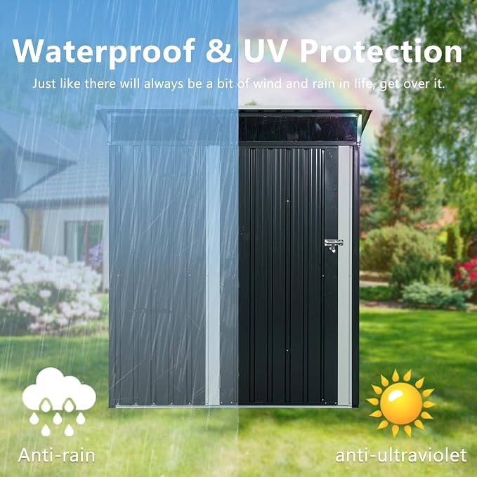 Metal 5x3 FT Garden Storage Shed, Outdoor Small Shed - Image 4