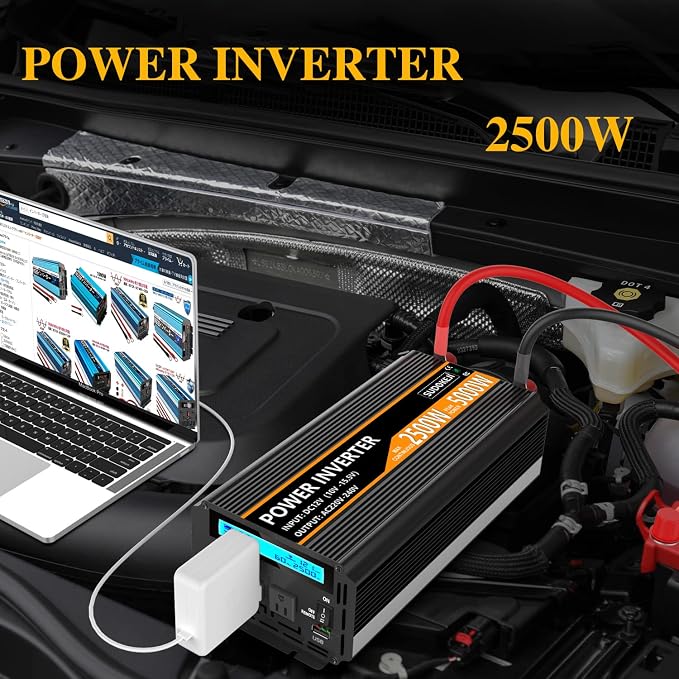 SUDOKEJI 2500W Power Inverter 12V DC to AC 110V/120V 5000W Converter 3 sockets - Image 3