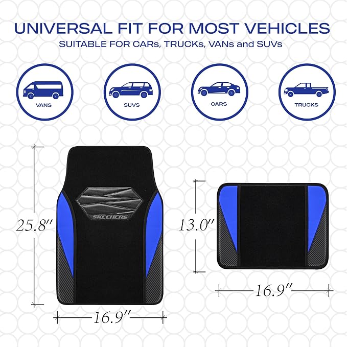 Skechers Car Floor Mats, Waterproof Universal Fit Car Mats, Faux Leather Car - Image 6