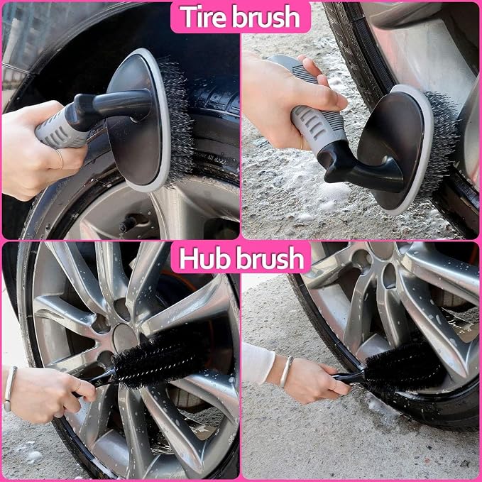 THINKWORK Pink Car Detailing Cleaning Kit, Car Wash Kit, Car Accessories - Image 6
