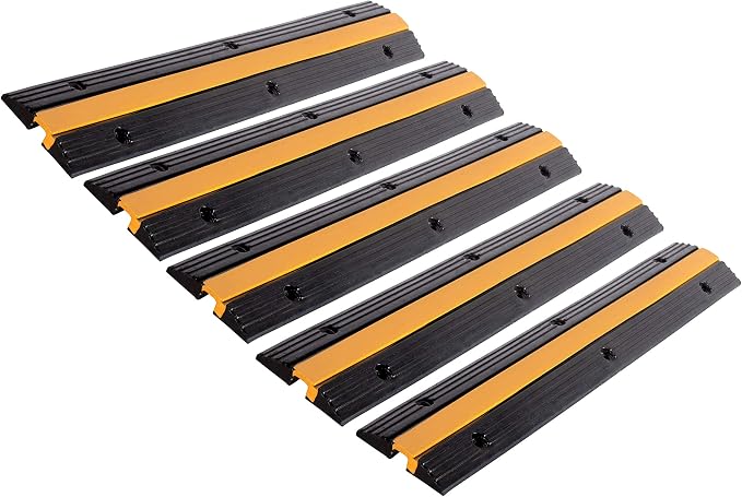 5 Pack Rubber Cable Ramp Hose Cable Protector Ramp 1 Channel 11000Lbs Load by F+COME