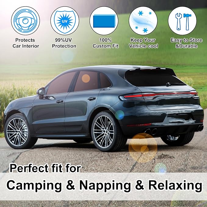 TINGLU Window Shades for Porsche Macan 2014-2024 Accessories Car Side Full - Image 6