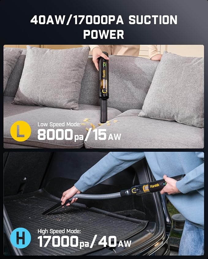 Fanttik Slim V10 Mate Cordless Car Vacuum, 4-in-1 Portable Mini Handheld Vacuum - Image 4
