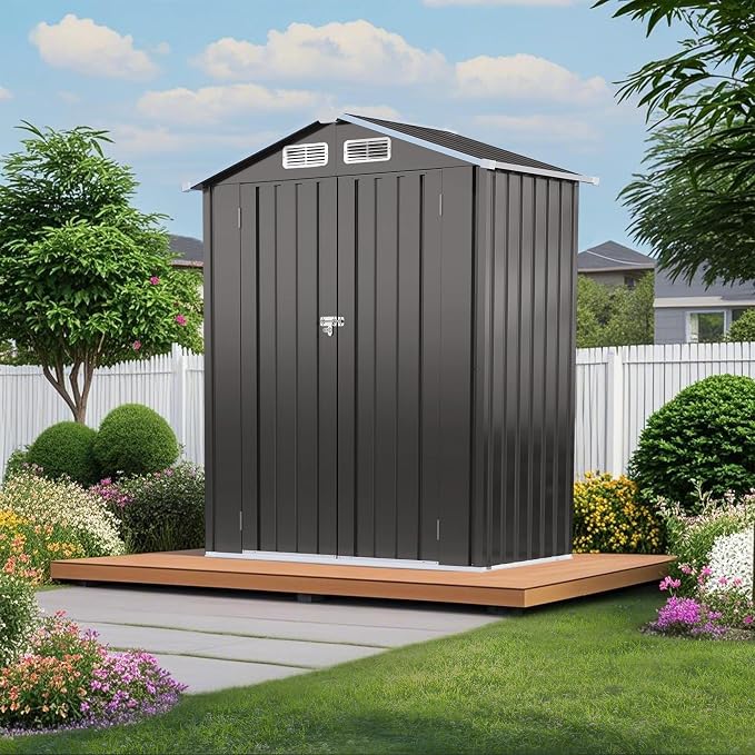 5X3 FT Metal Outdoor Storage Shed, Waterproof Tool House - Image 3