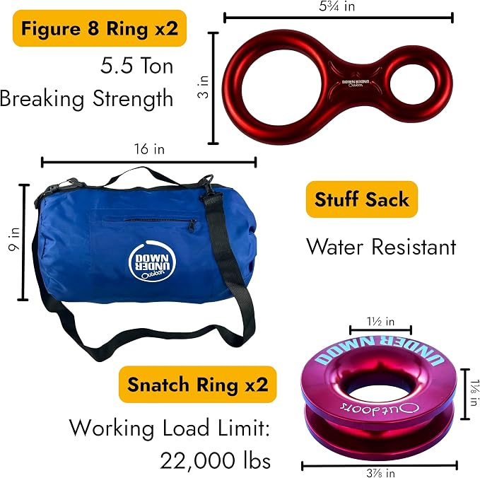 DOWN UNDER OUTDOORS Heavy Duty Game/Log/4x4 Recovery Kit, Deer Drag, 550 ft of - Image 4