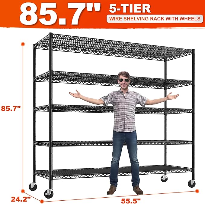 REIBII 85.7"H Storage Shelves 2998LBS Metal Shelving Units - Image 3