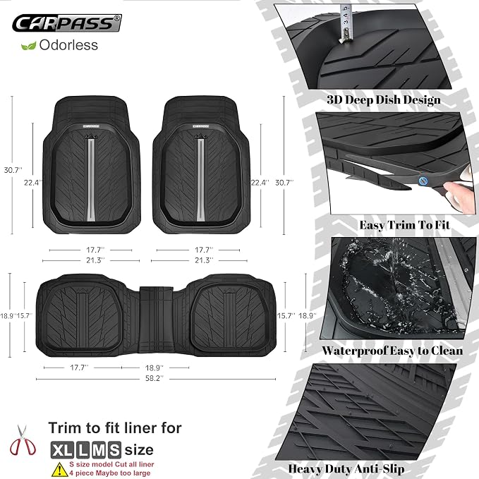 CAR PASS Tire Tread DeepDish Rubber Floor Mats - Image 2