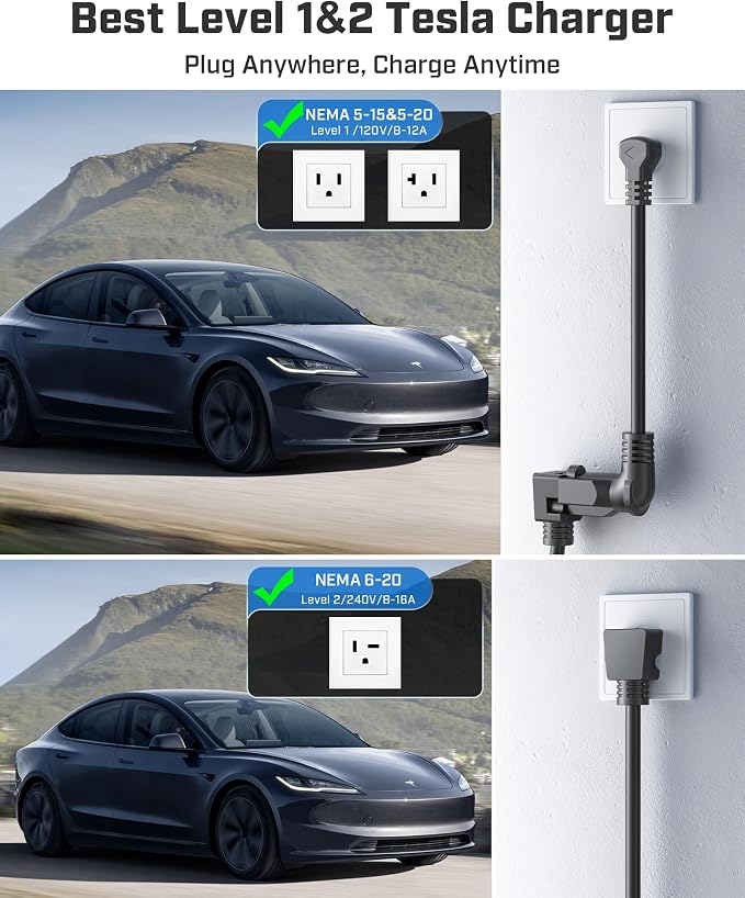 2025 Upgraded Level 1&2 Tesla Charger, 8-16A Adjustable Current, Timer & Smart - Image 5