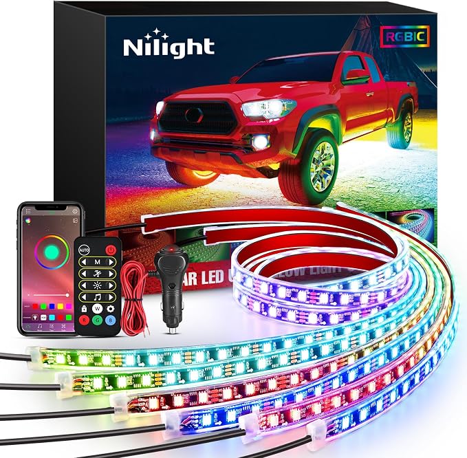 Nilight 6Pcs Car Underglow Neon Accent Strip Lights 300 LEDs Multi Color RGB-IC by Nilight