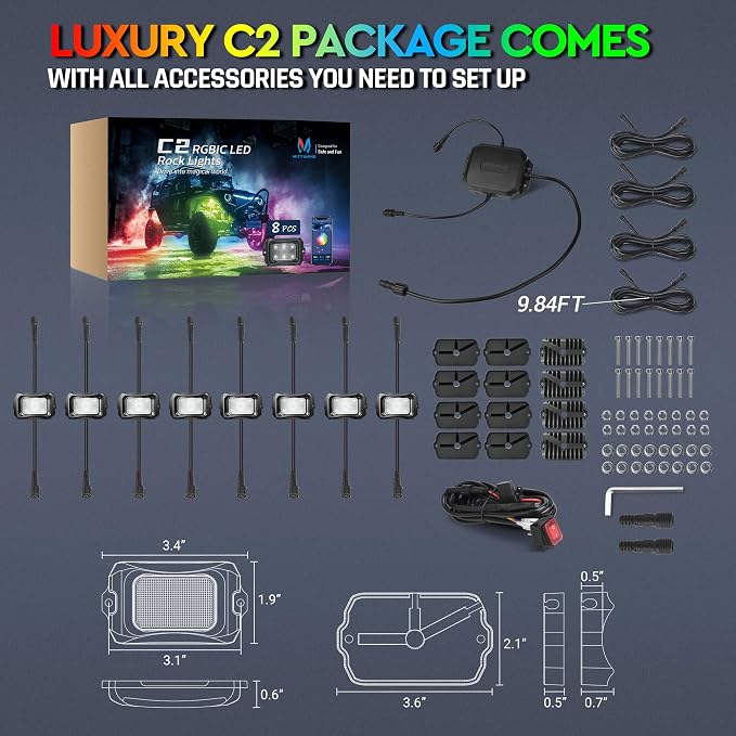MICTUNING C2 MAX RGB+IC Chasing Color Rock Lights - Image 6