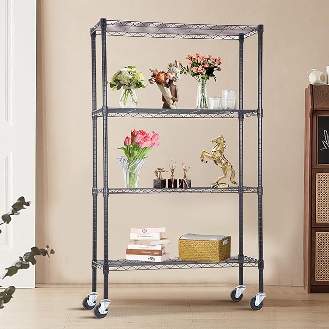 4-Tier Adjustable NSF-Certified Metal Shelf 36L x 14W x 62H Wire Shelving Unit - Image 2