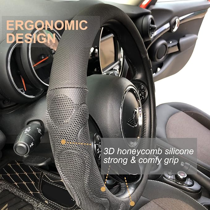 PINCTROT Comfy Grip Steering Wheel Cover, Anti-Slip Design, Universal 14.5-15 - Image 2
