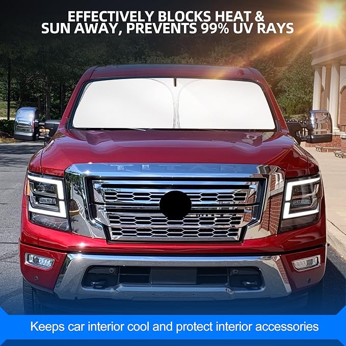 Windshield Sun Shade for Ni-ss-an Titan 2020-2025 Foldable Sunshade Custom Fit - Image 7