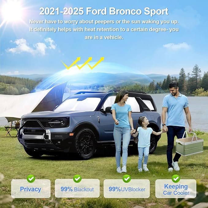 8pcs Car Window Shades for Ford Bronco Sport 2021-2024 2025 Accessories - Image 2