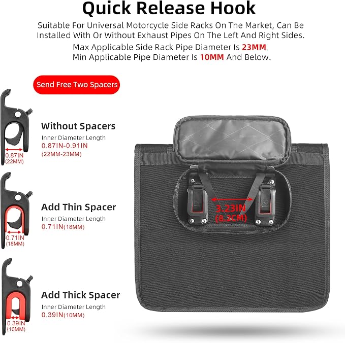 Rhinowalk Motorcycle Saddlebags, Waterproof Saddlebags, Quick Release 13L - Image 5