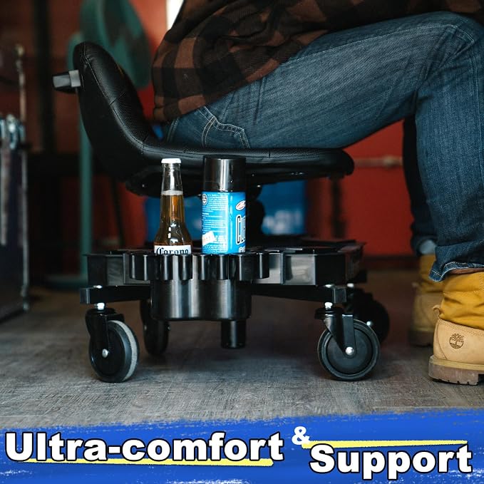 Rolling Stool with Wheels, Adjustable Height Pneumatic Garage Work Mechanic - Image 8