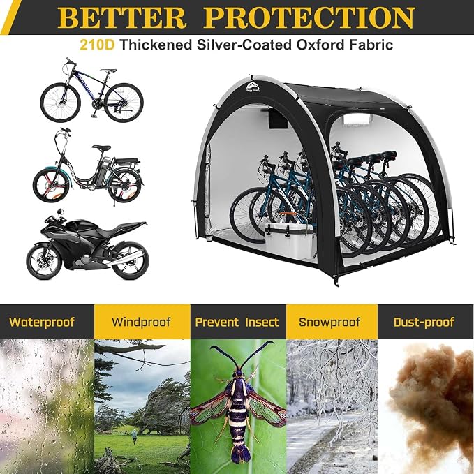 Happy Travel Bike Storage Shed Tent, Outdoor Portable Bicycle Storage Sheds - Image 4