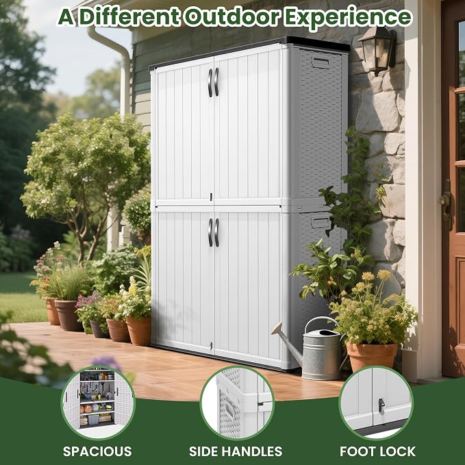 Greesum Outdoor Storage Cabinet Without Shelves, 45 cu.ft Outdoor Waterproof - Image 4
