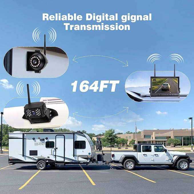 10.1" Wireless RV Backup Camera System, 2 Rear Cameras & 2 Side Cameras - Image 5