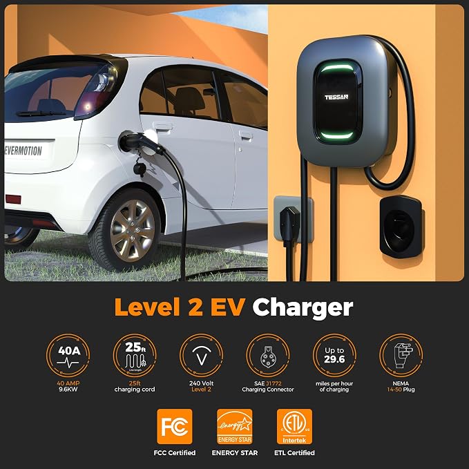 EV Charger Level 2, TESSAN 40A/240V Electric Vehicle Fast Charging Station - Image 3