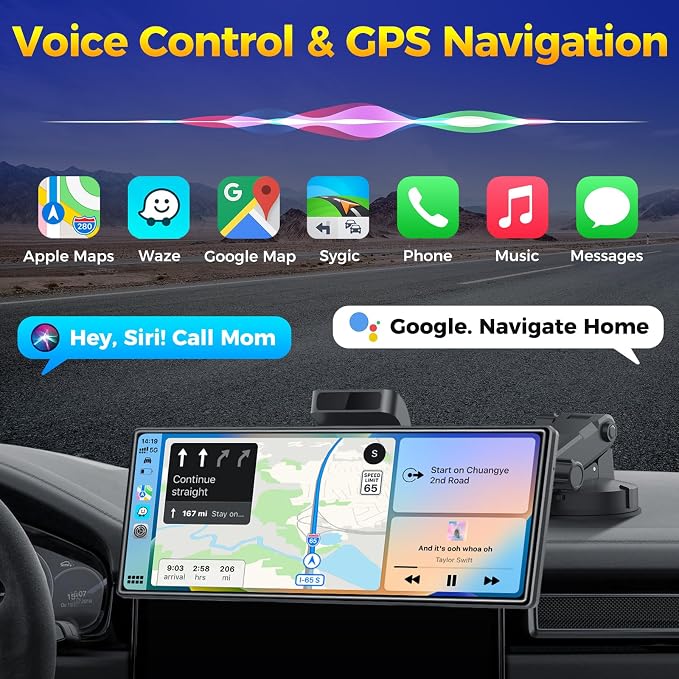 10.26" Wireless Apple CarPlay Android Auto Car Screen - Image 7
