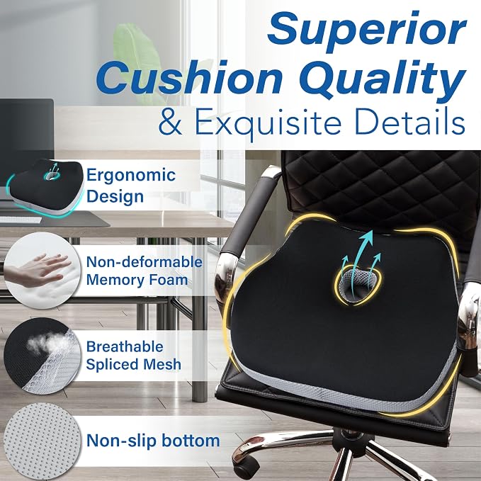 Car Seat Cushion, Ergonomic Memory Foam Car Cushion - Image 8