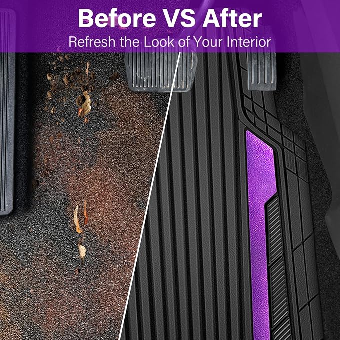 CAR PASS Heavy Duty Rubber Car Mats Metallic, Aluminum Film All Weather Floor - Image 6