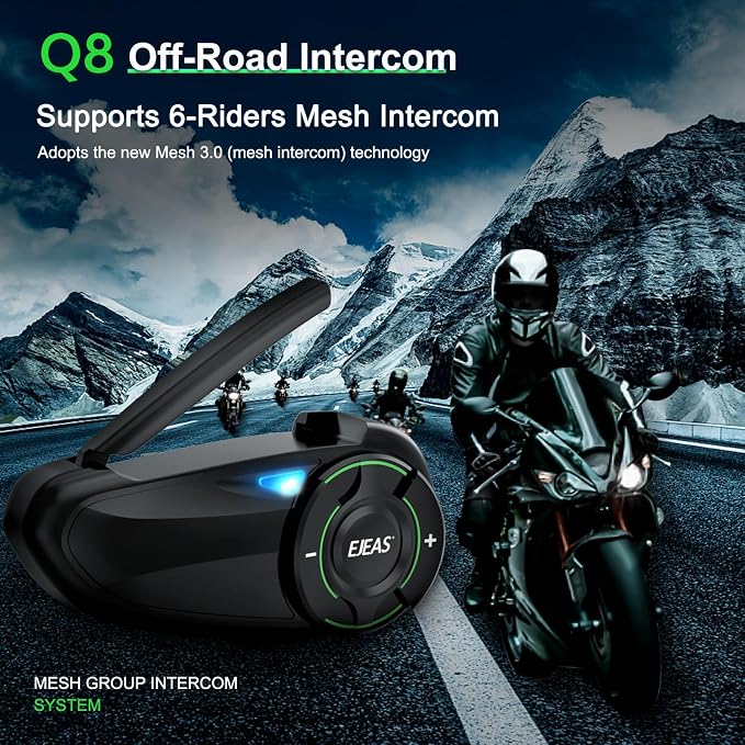 Mesh 3.0 Motorcycle Bluetooth Headset, 6 Riders Group V5.1 Helmet Bluetooth - Image 2