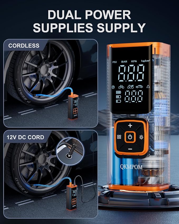 Tire Inflator Portable Air Compressor, 6X Faster 180 PSI Cordless Air Compressor - Image 4