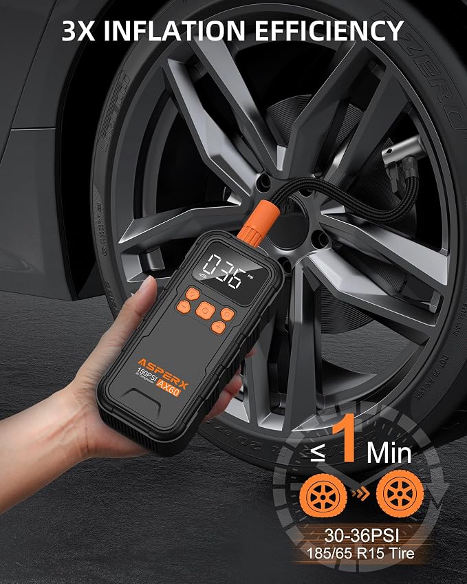 Tire Inflator Portable Air Compressor, 150PSI Cordless Air Pump - Image 3