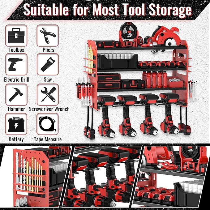 Power Tool Organizer Wall Mount, Garage Tool Storage Shelves - Image 3