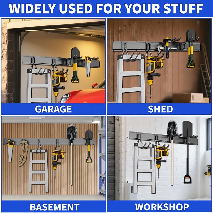 Garage Organization Tool Organizer Wall Mount, 64inch Heavy Duty Garden Tool - Image 4