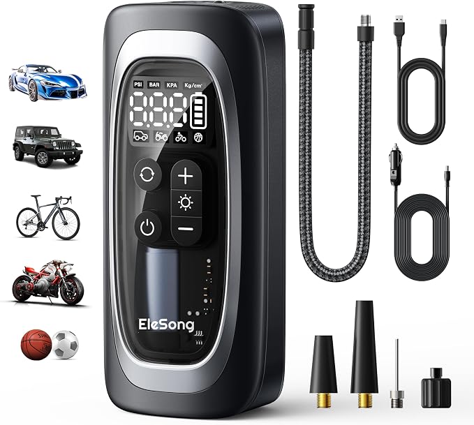 Tire Inflator Portable Air Compressor, 150PSI Air Pump by Elesong