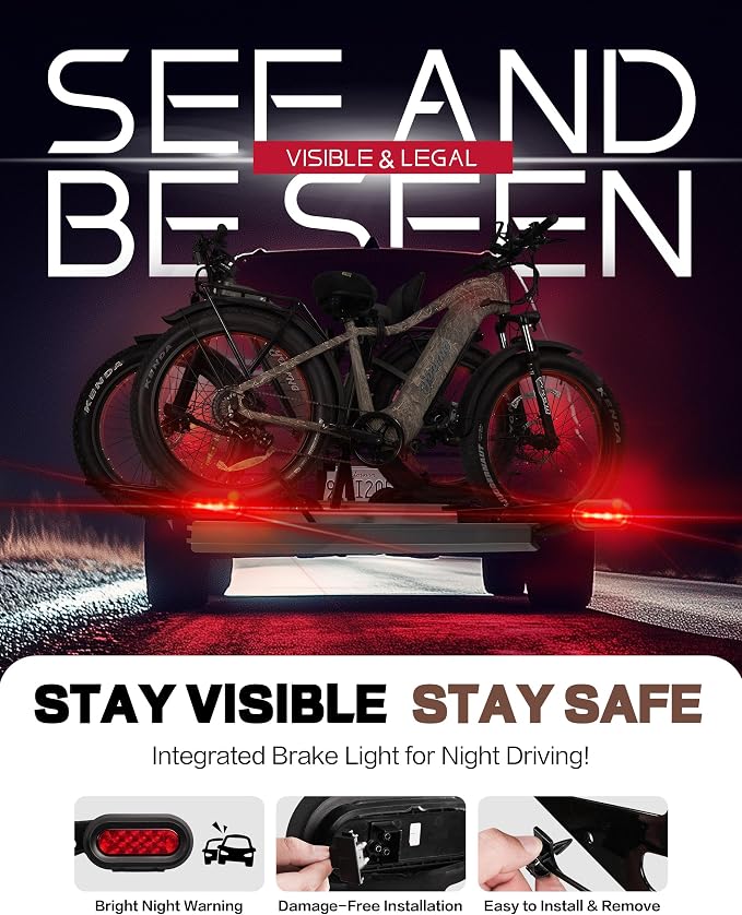 Young Bike Rack Brake Light & Plate Kit, 6 Inch 10LEDs Oval Red LED Tail Light - Image 2