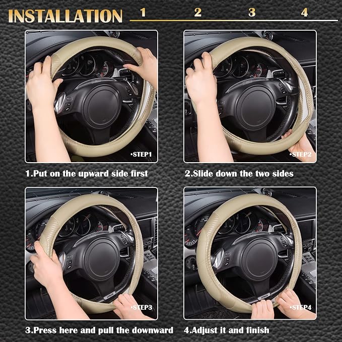 CAR PASS Line Rider Microfiber Leather Sporty Steering Wheel Cover Universal - Image 5