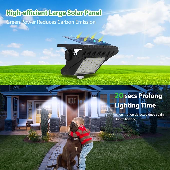 Tryme 45LEDs Solar Lights Outdoor Clip Motion Sensor Lights 3 Modes 3 Mounting - Image 4