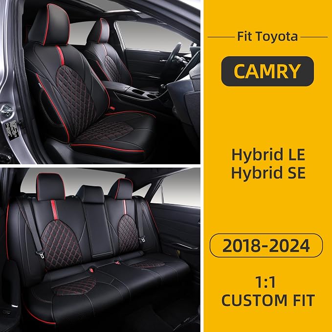 Custom Fit Camry Seat Covers for Toyota Camry Hybrid LE, Hybrid SE 2018-2024 - Image 7