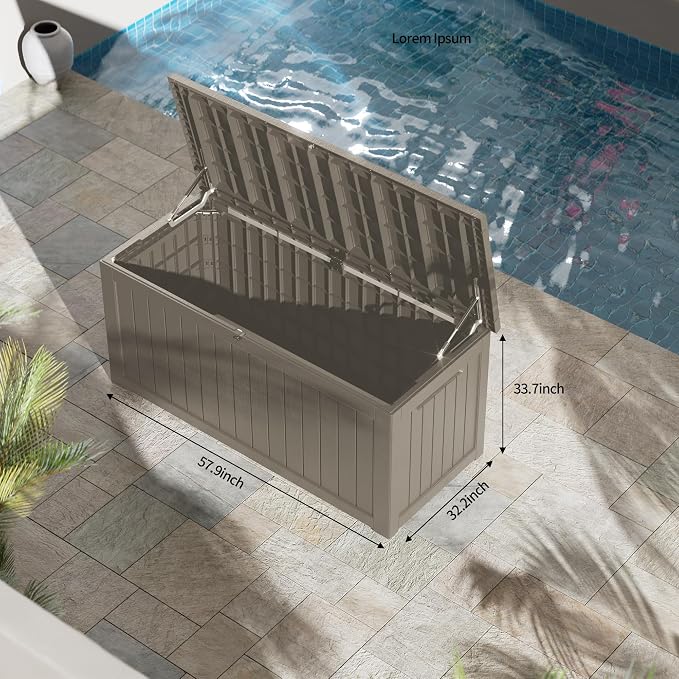 270 Gallon Outdoor Storage Box Patio Deck Box Waterproof, Resin Lockable - Image 2