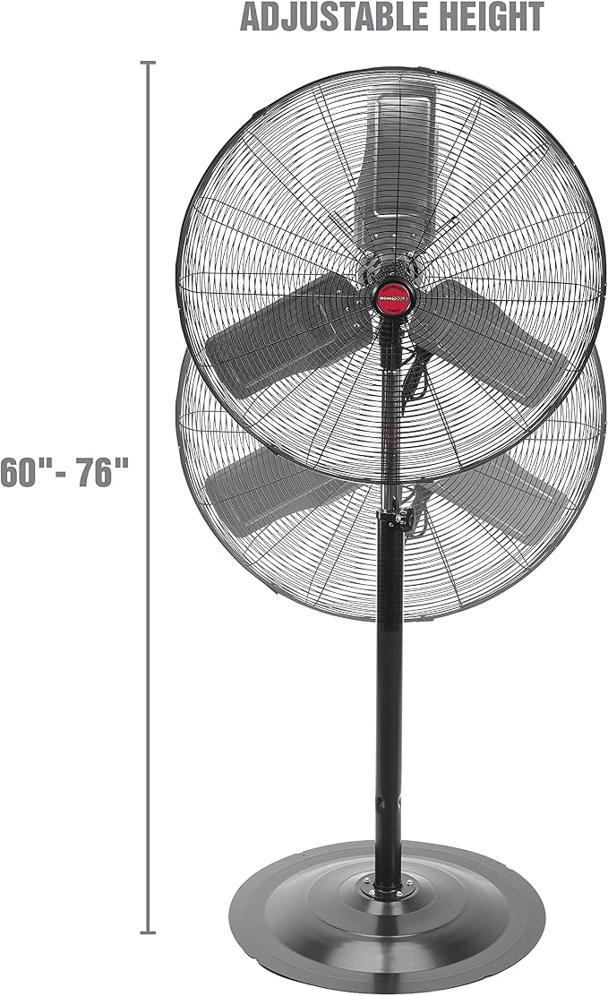 OEMTOOLS OEM24885 30" Oscillating Pedestal Fan, Adjustable Height - Image 3