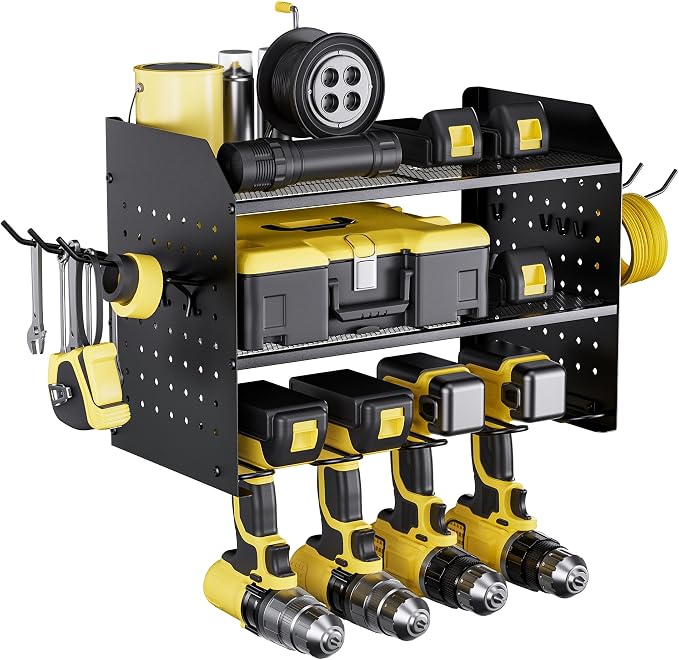 TRZZ Power Tool Organizer Wall Mount, 3-Layer Drill Holder by TRZZ