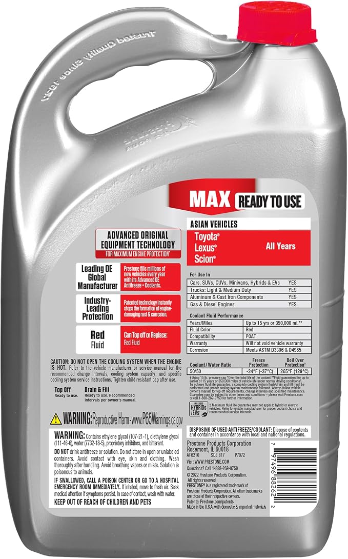 Prestone AF6210 MAX Asian Vehicles Anti-Freeze and Coolant, 1 Gallon - Image 2