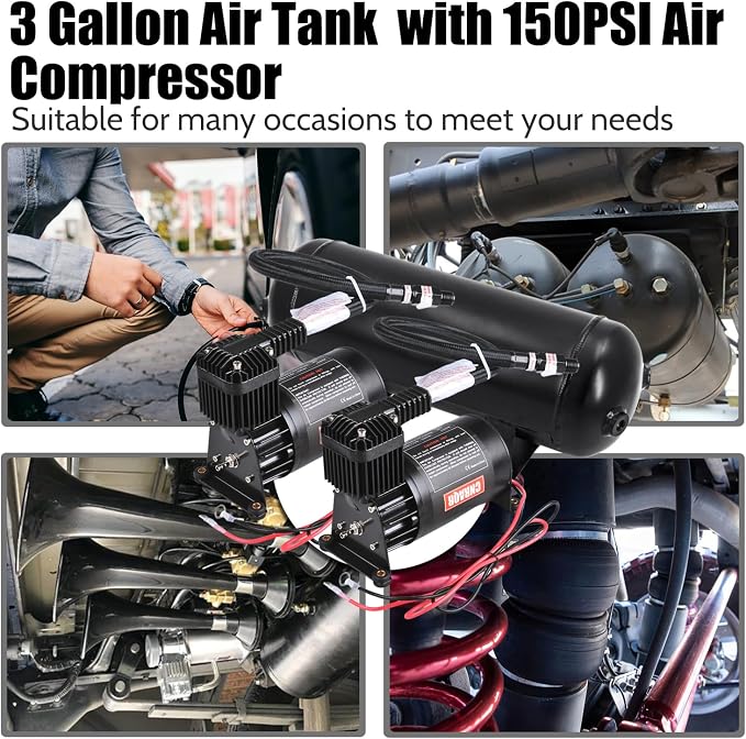 3 Gallon Air Tank with 150PSI Air Compressor 2PCS - Image 2